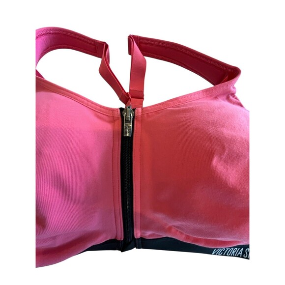 Victoria Secret Knockout Sport Bra Front Zip Underwire Sz 38D Pink & Black - Picture 4 of 8